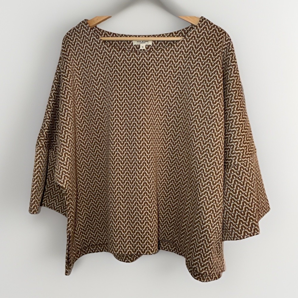 NWT Max Studio Women's Double Knit Short Sleeve Top Size XL Oversized Fit - Picture 2 of 9